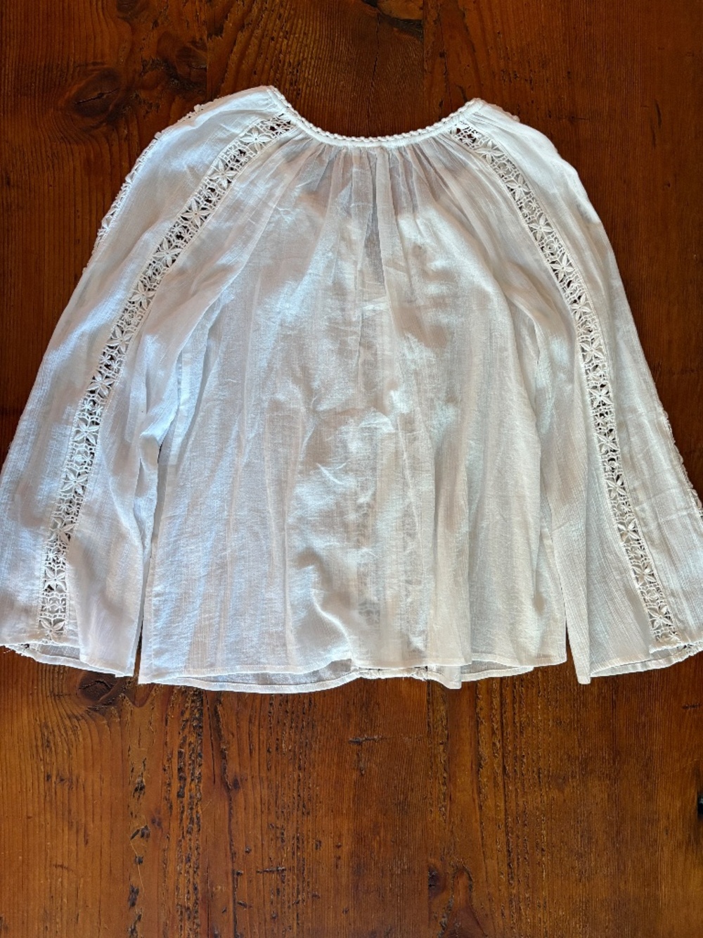 Mod Goddess 100% Cotton White Boho Embroidered Blouse Size Medium Gauze - Picture 4 of 10